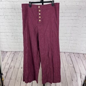 The Odells Sydney Button Front Pants Cranberry Size 12 Runs Small